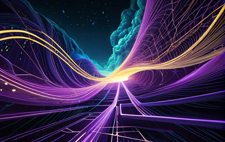 **"A vibrant, abstract visualization of Big Data as an expansive, dynamic current of information, transitioning into structured, harmonious patterns. Ethereal, glowing lines and nodes, symbolizing Machine Learning algorithms, orchestrate this data, transforming chaos into insightful 'melodies.' The scene subtly incorporates elements of cloud infrastructure, emphasizing the journey from raw information to valuable knowledge. Futuristic, flowing motion, with a rich palette of deep blues, purples, and greens, accented by bright gold and silver."**