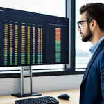 빅데이터 기술자의 글로벌 이직 사례 - **Professional Data Scientist:** A professional data scientist in a modern office setting, analyzing...