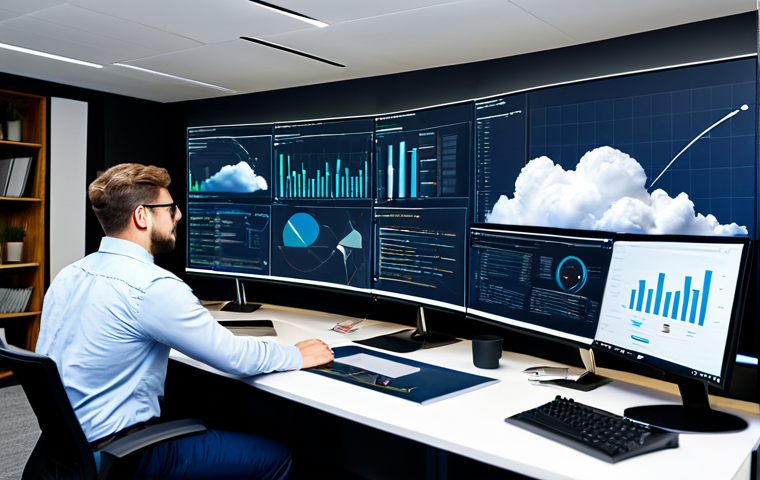 빅데이터 기술자와 데이터 사이언티스트의 차이 - Data Scientist Analyzing Data Visualizations**

"A data scientist, fully clothed and in modest busin...