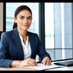 빅데이터 실무에서 데이터 소스 다변화 전략 - Professional Environment**

A professional businesswoman in a modest business suit, sitting at a des...