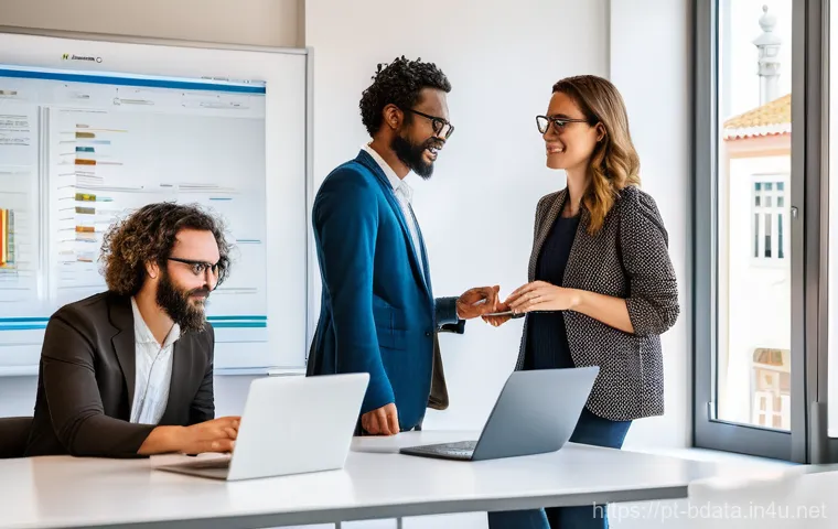 빅데이터 직무 만족도 조사 - **Prompt:** "A diverse group of five data professionals – a mix of genders and ethnicities, all in t...