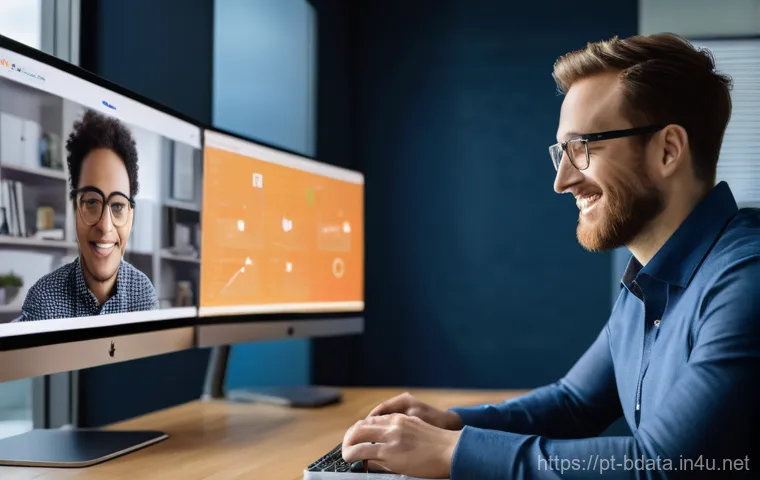 빅데이터 기술자의 글로벌 직무 확장 기회 - A young data professional, around 30s, appears focused and dynamic, working remotely from a modern, ...