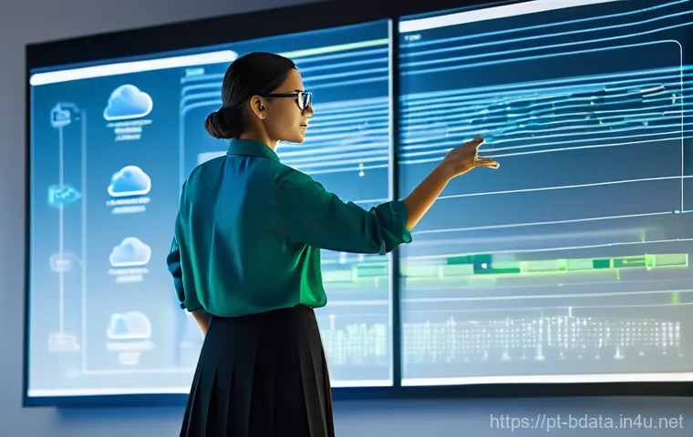 빅데이터 기술자의 커리어 패스 설계 - **Prompt for "The Big Data Architect's Blueprint"**:
    A professional, diverse male or female Big ...