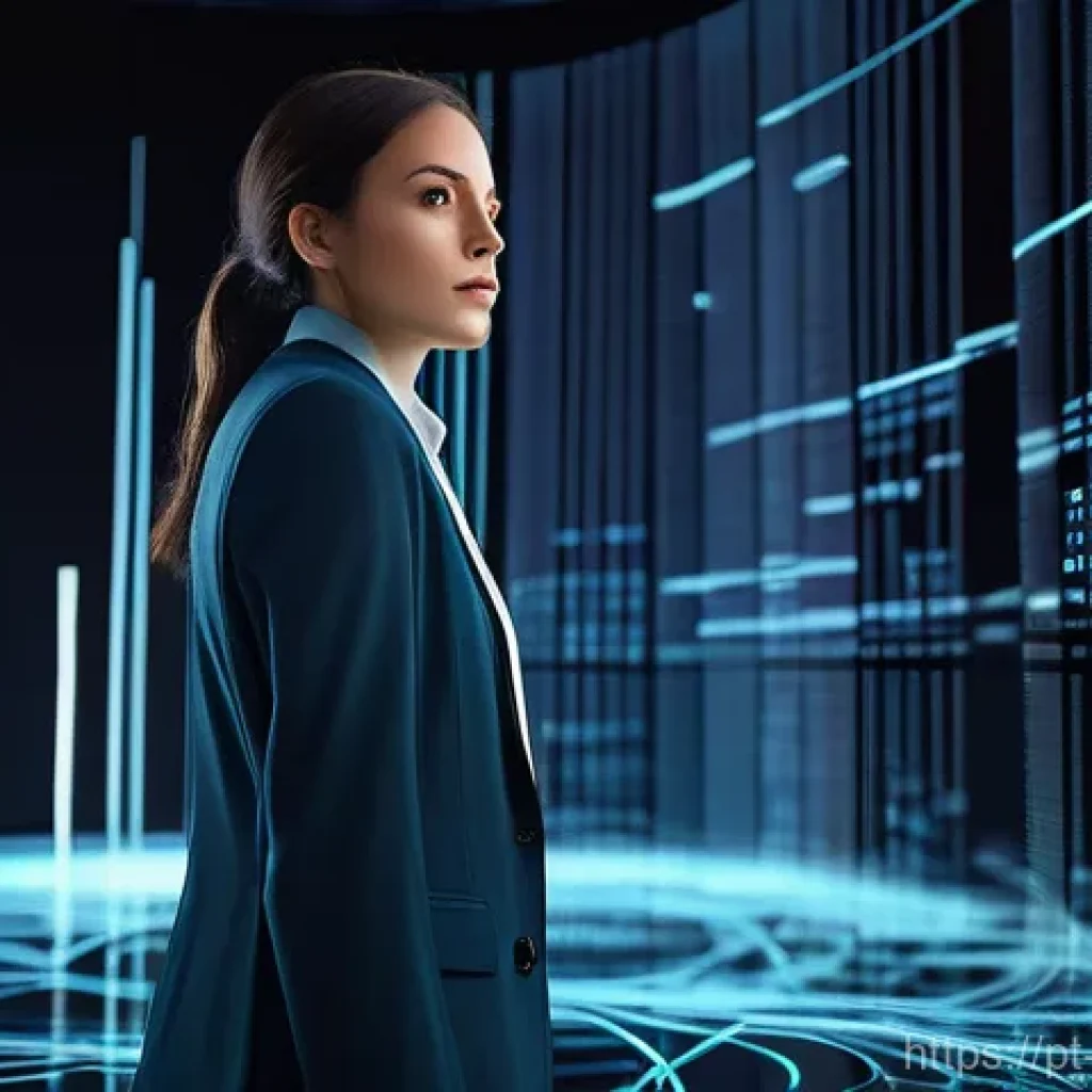 빅데이터 기술자의 데이터 중복 제거 노하우 - **Prompt:** A female Big Data engineer, with a determined yet slightly overwhelmed expression, stand...