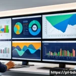 Home 21 빅데이터 기술자의 분석 기법 개선 사례 - A modern Brazilian office environment with diverse professionals analyzing big data dashboards on la...