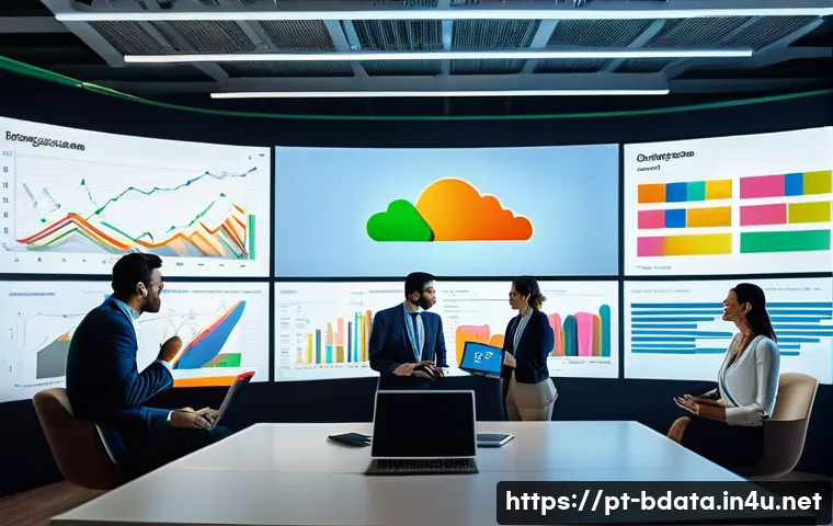빅데이터 기술자와 데이터 트랜스포메이션 사례 - A modern corporate office setting with a diverse team of Brazilian professionals collaborating aroun...
