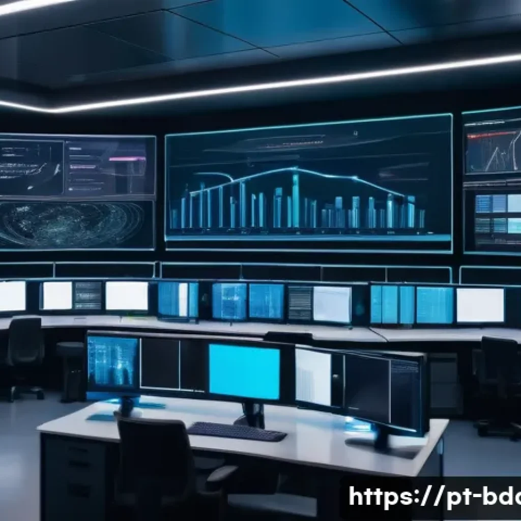 빅데이터 기술자의 문제 해결 사례 - A detailed, futuristic data integration control room with diverse screens displaying complex ETL pip...