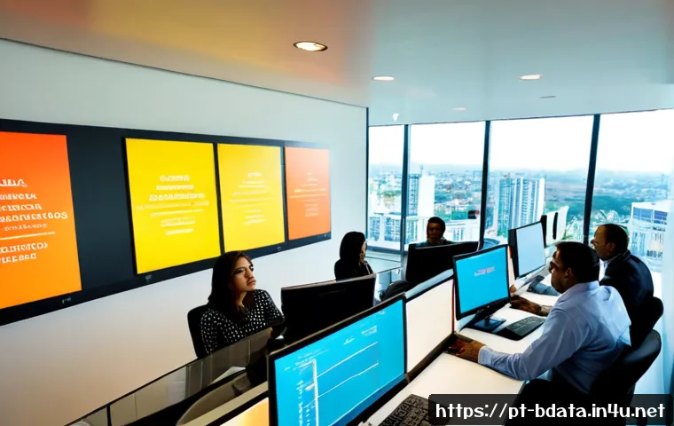 빅데이터 실무에서 데이터 통합 성공 사례 - Photorealistic modern operations center in São Paulo, Brazil, diverse business analysts collaboratin...
